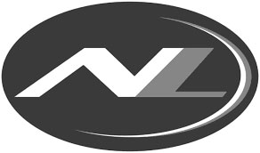 A black oval logo featuring stylized, overlapping N and L letters in white and gray, with a curved gray swoosh on the right side.