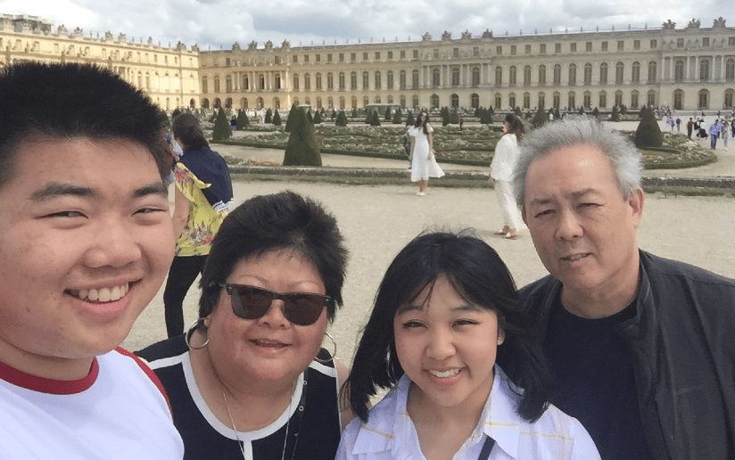 Family of four at the Palace of Versailles in France. Cathy Won may be among them.