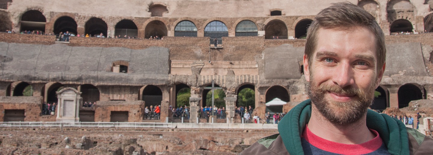 Justin Liszanckie at the Colosseum in Rome, Italy